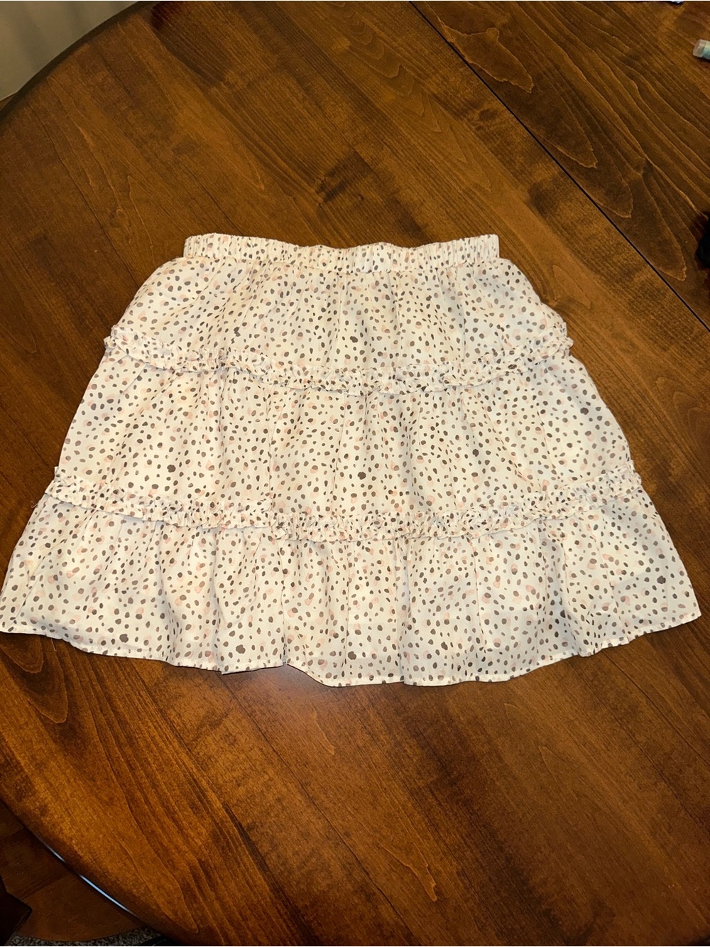 Princess Polly - White Tiered Mini Skirt with Subtle Polka Dot Print